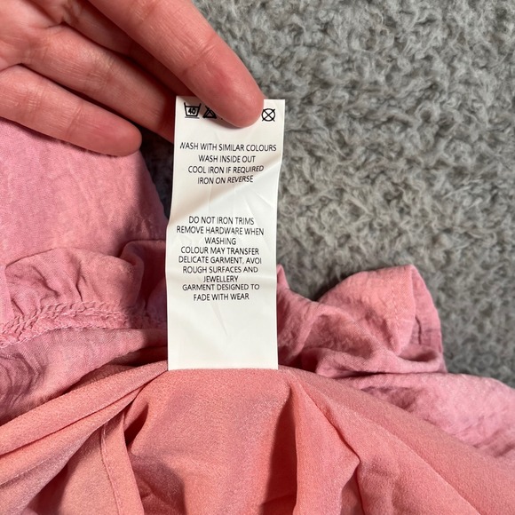 Showpo NWT Razille One Shoulder Puff Sleeve Ruffle Hem Mini Dress Pink US 6 - Picture 11 of 11